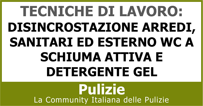 Tecniche di lavoro disincrostazione arredi sanitari ed esterno wc a schiuma attiva e detergente gel