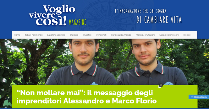 Non mollare mai il messaggio degli imprenditori Alessandro e Marco Florio