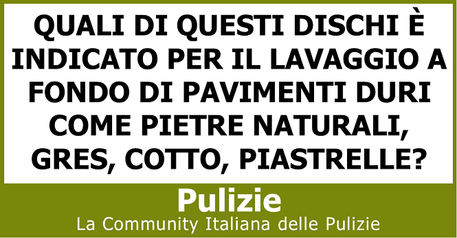 Quali di questi dischi è indicato per il lavaggio a fondo di pavimenti duri come pietre naturali, gres, cotto, piastrelle